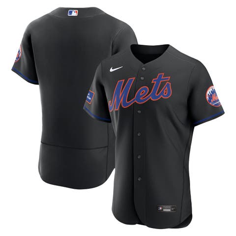 Men's Nike Black New York Mets Alternate Sponsor Patch Authentic Jersey