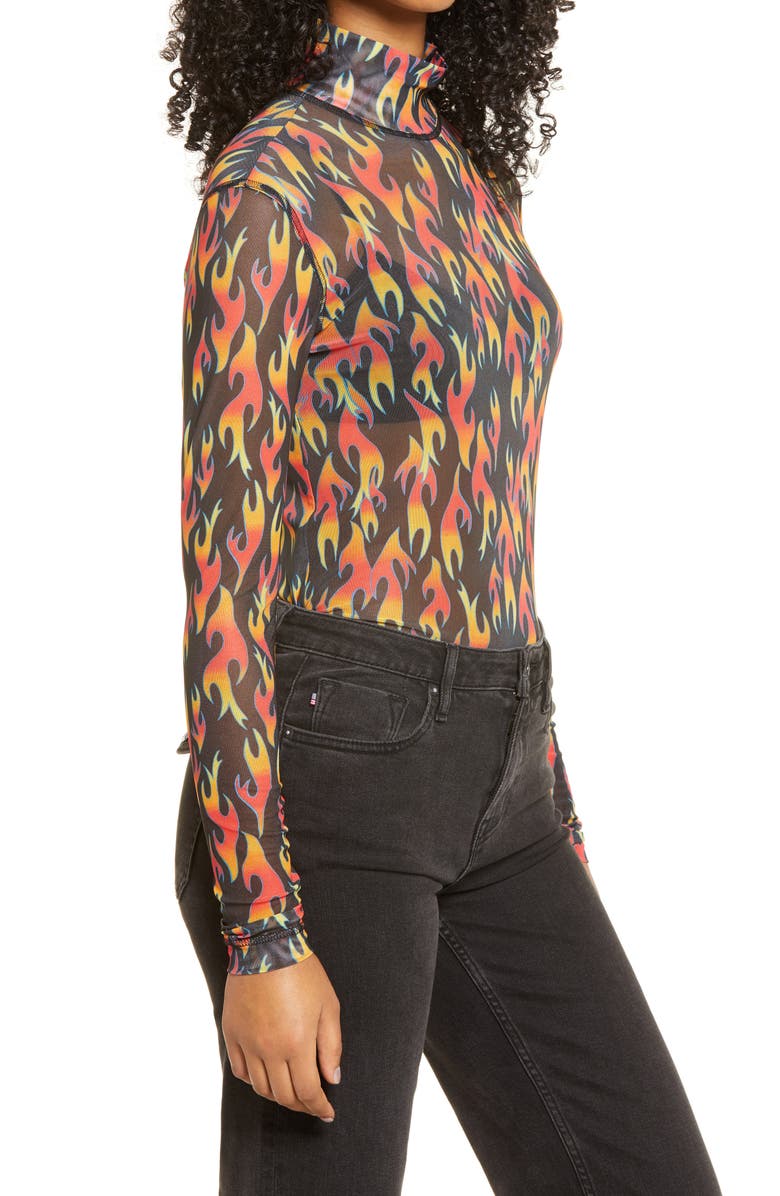 BP. Be Proud Pride Gender Inclusive Print Mesh Mock Neck Top, Alternate, color,