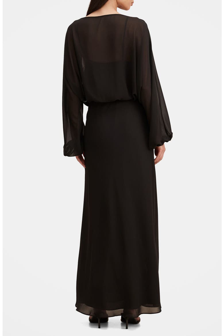 Helena Draped Long Sleeve Maxi Dress, Alternate, color, BLACK