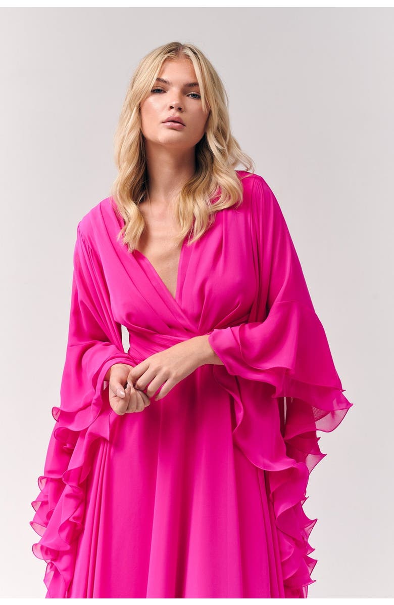 Le Fafo Ruffles Chiffon Maxi Dress, Alternate, color, Magenta