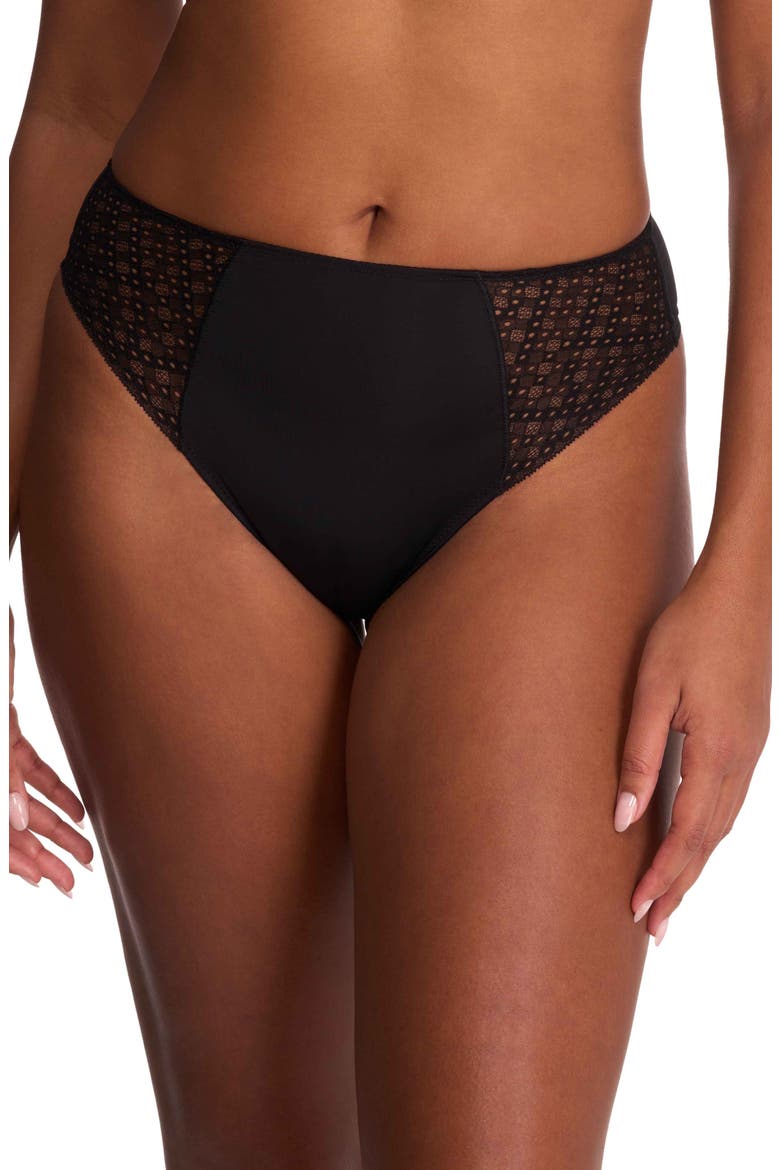 Harmony High Rise Thong, Alternate, color, BLACK