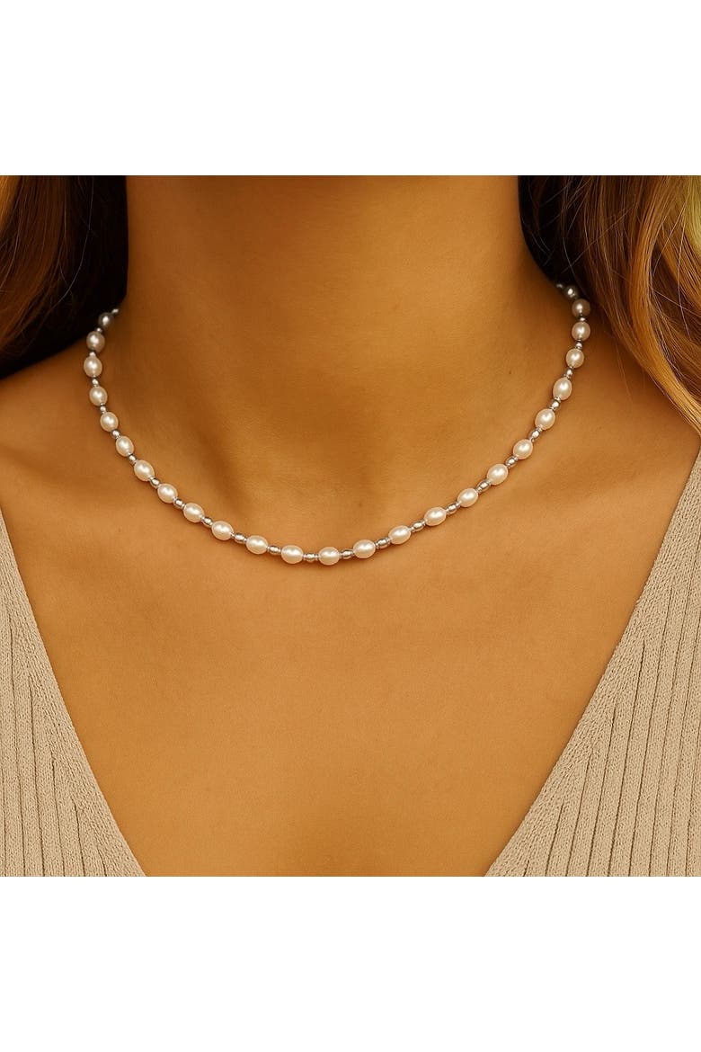 Pearl Choker Necklace, Alternate, color, Silver