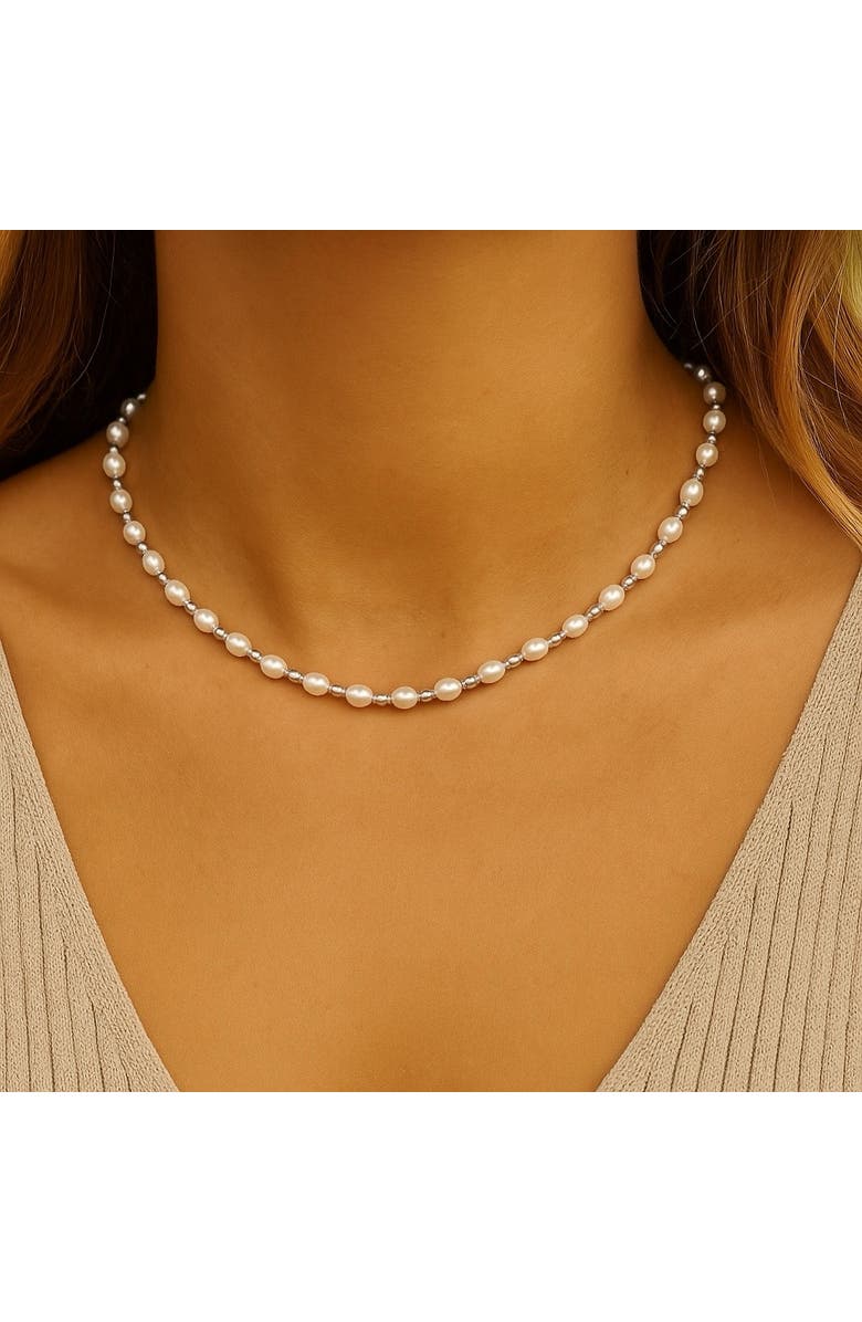 Donatello Gian Pearl Choker Necklace, Alternate, color, Silver