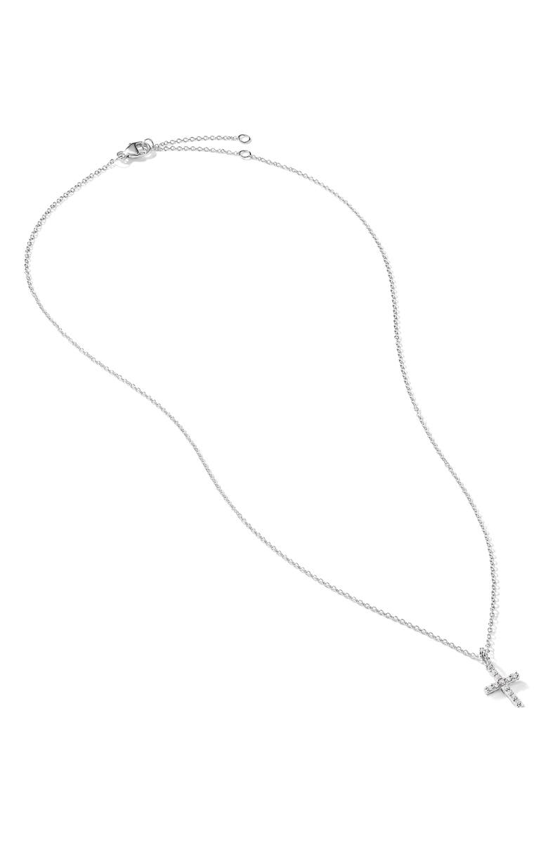 David Yurman Cable Collectibles Cross Necklace with Diamonds, Alternate, color, White Gold