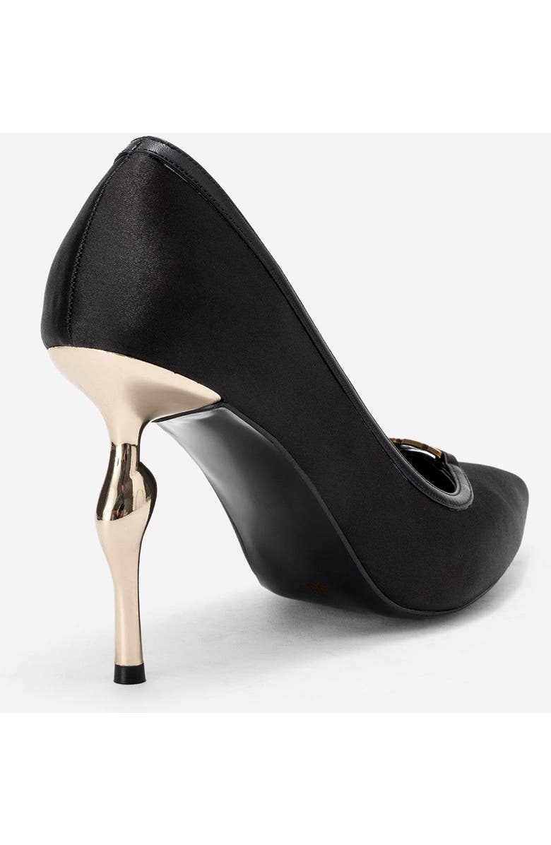 Prologue Shoes Milos Buckle Pointed Toe Pump, Alternate, color, Black Satin