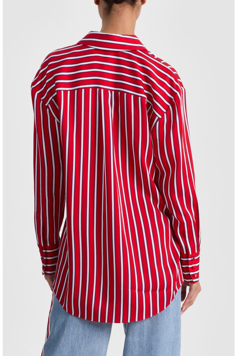 Dimitra Oversize Stripe Button-Up Shirt, Alternate, color, TEAKWOOD CHILI PEPPER