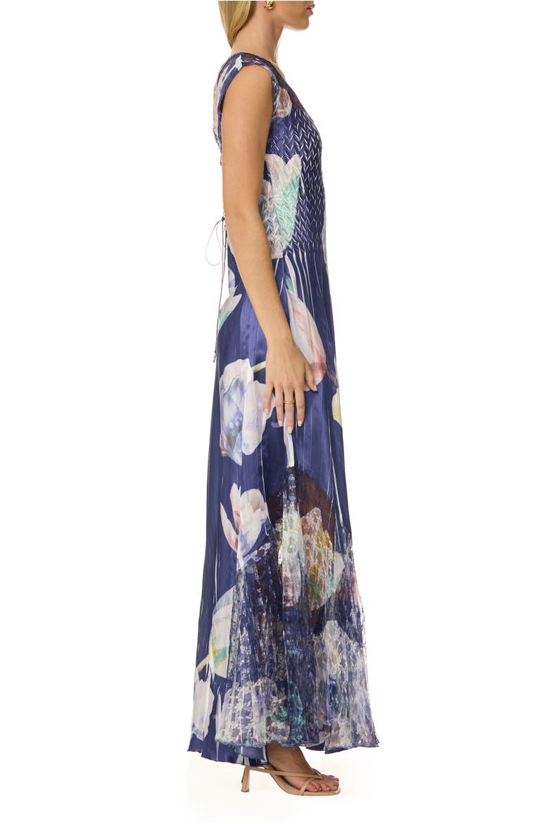 Floral Lace Up Back Maxi Dress Indigo Bloom, Alternate, color, Indigo Bloom
