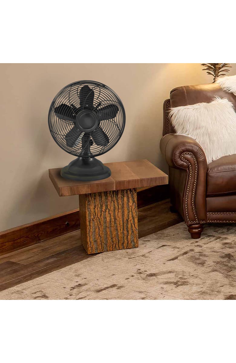 Optimus 12 Inch Retro Oscillating Table Fan with Oil Rubbed Bronze Finish, Alternate, color, Black