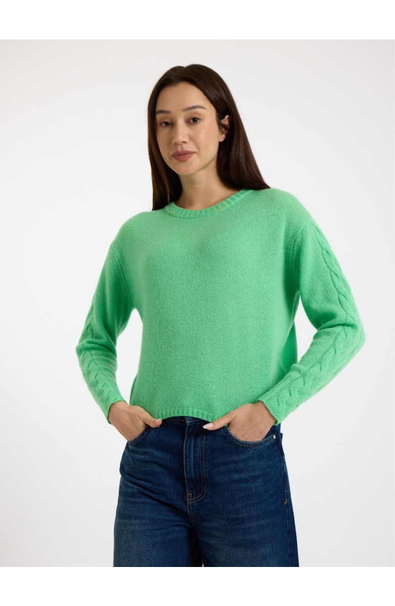 Brodie Pure Cashmere Cable Sleeve 100% Cashmere Sweater, Alternate, color, 