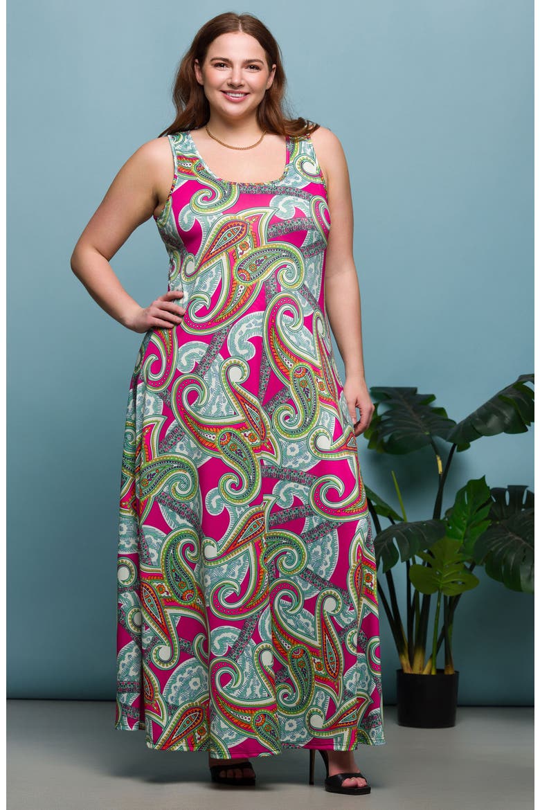 Paisley Sleeveless Knit Maxi Dress, Alternate, color, PINK MULTI