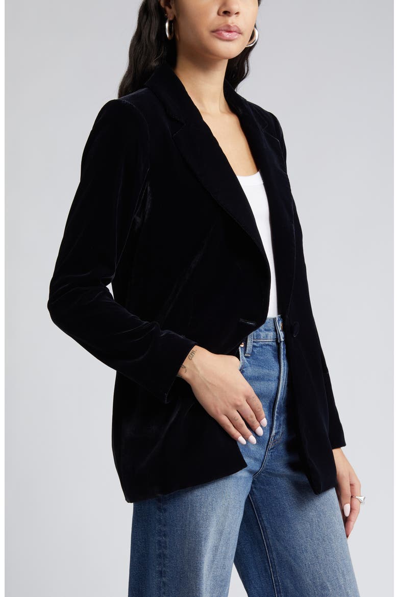 Relaxed Velvet Blazer, Alternate, color, BLACK