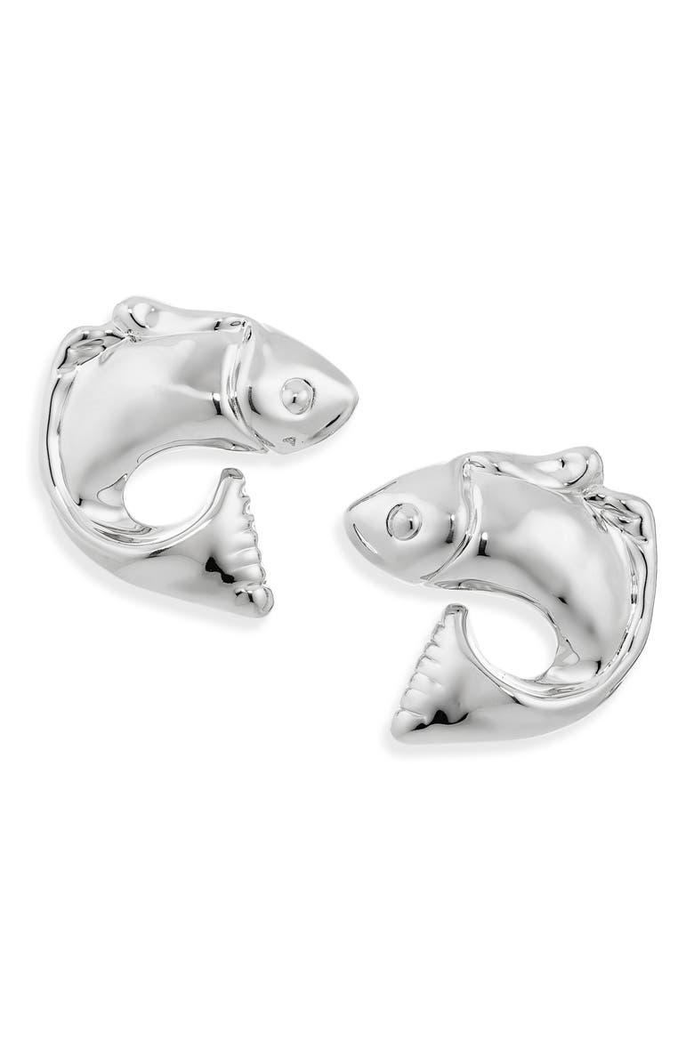 The Poisson Stud Earrings, Main, color, SILVER 980