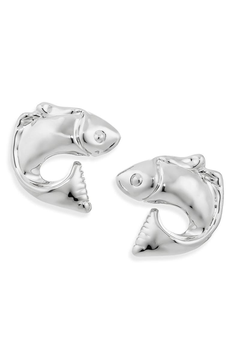 Jacquemus The Poisson Stud Earrings, Main, color, Silver 980