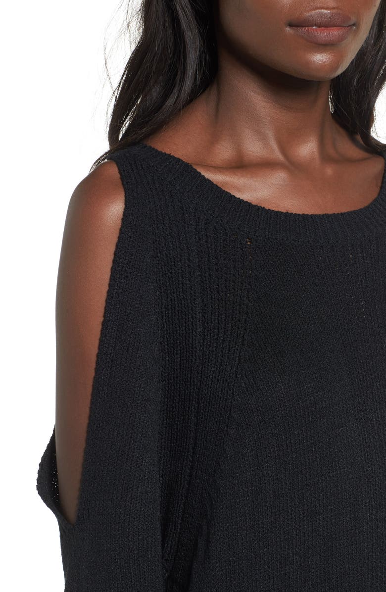 All in Favor Shredded Back Cold Shoulder Dress, Alternate, color,