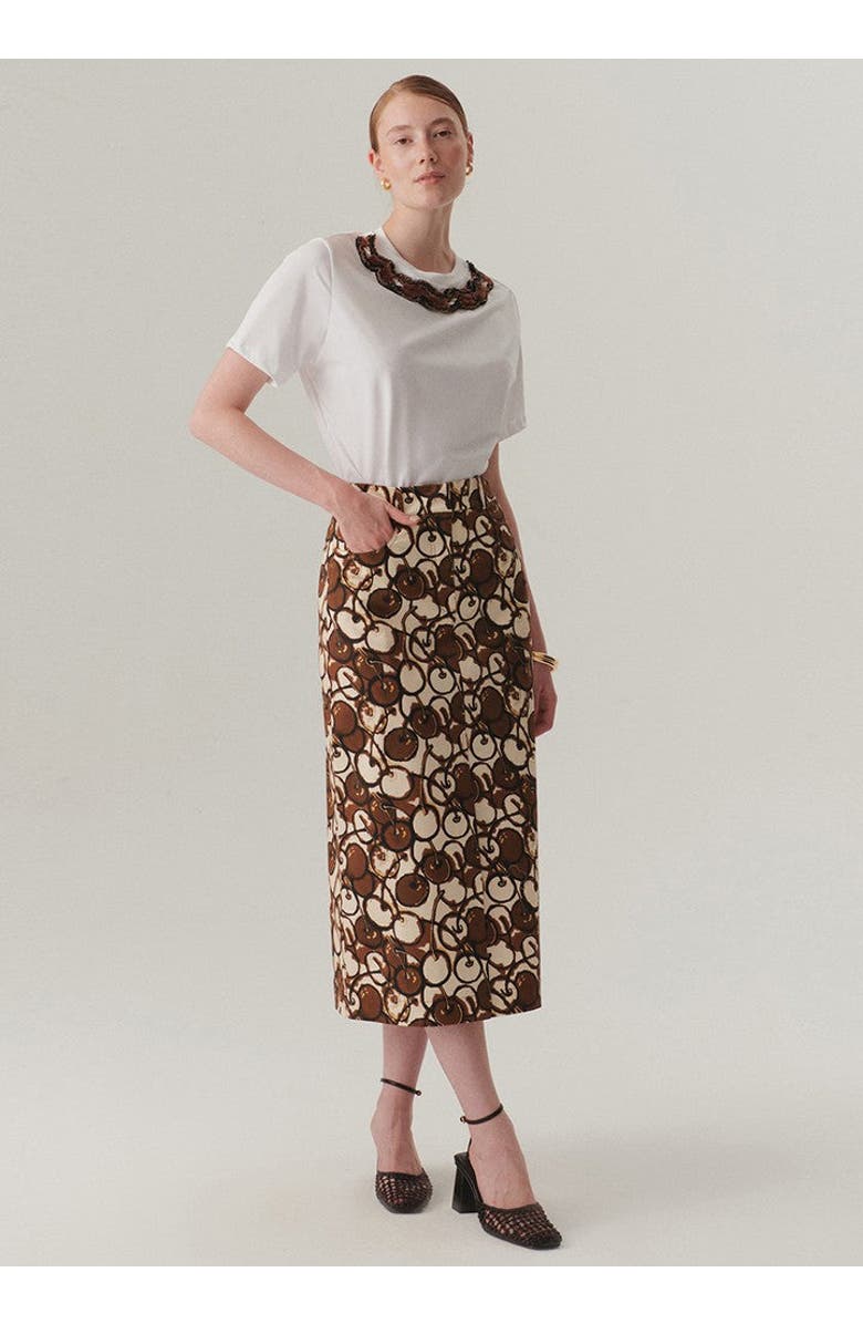 Exquise Rosalie Midi Skirt, Main, color, Brown
