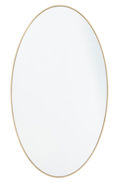 Gold Wood Oval Wall Mirror