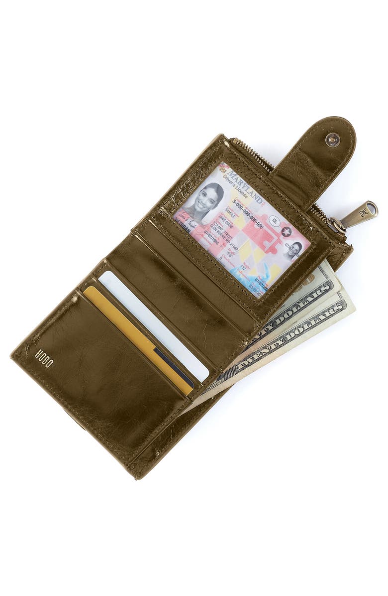 HOBO Dunn Leather Compact Wallet, Alternate, color, Olive Veil