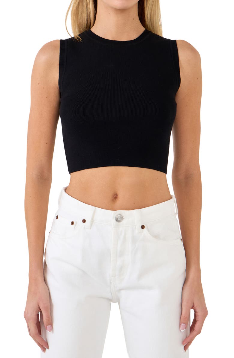 Grey Lab Rib Sleeveless Crop Top, Alternate, color, 