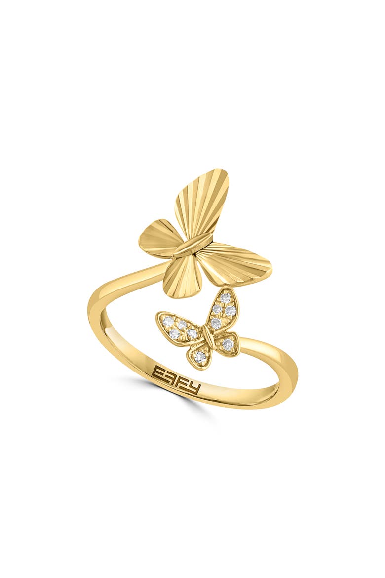 14K Yelow Gold Diamond Butterfly Bypass Ring - 0.05ct., Main, color, YELLOW