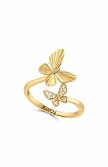 EFFY 14K Yelow Gold Diamond Butterfly Bypass Ring - 0.05ct.