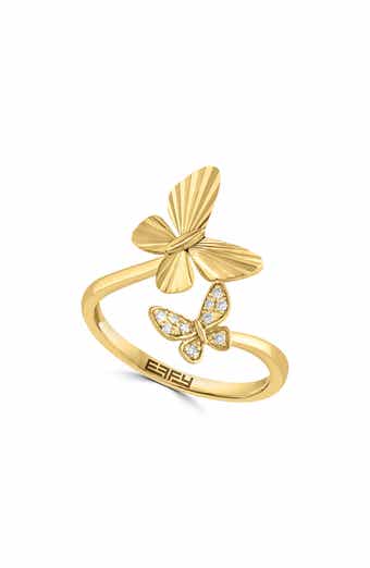 EFFY 14K Yelow Gold Diamond Butterfly Bypass Ring - 0.05ct.