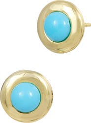 SAVVY CIE JEWELS Simulated Turquoise Button Stud Earrings