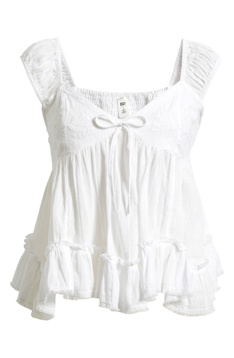 BP. Cap Sleeve Cotton Babydoll Top, Main, color, White