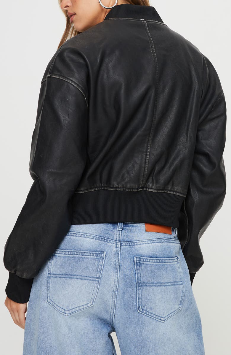 Princess Polly Sweet Disaster Faux Leather Bomber Jacket, Alternate, color,