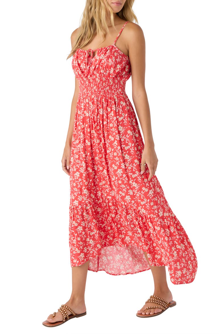 Lettie Smocked Waist Midi Sundress, Alternate, color, CAYENNE