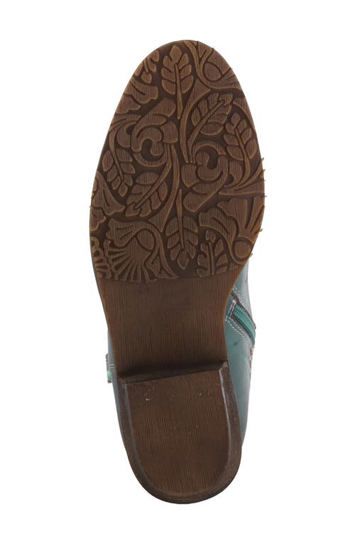 L'artiste By Spring Step Galop Embossed Floral Leather Bootie In Blue