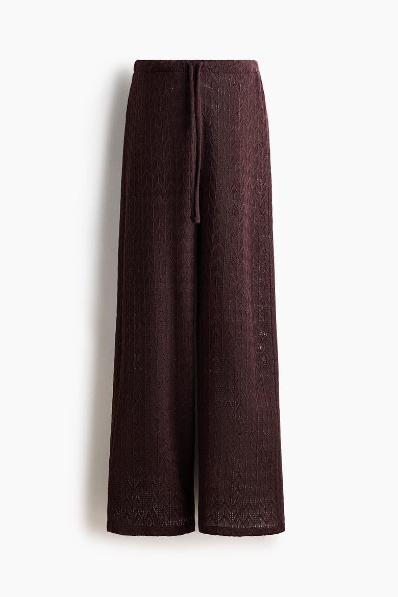 Mama Pointelle-knit Drawstring Trousers, Alternate, color, Dark brown