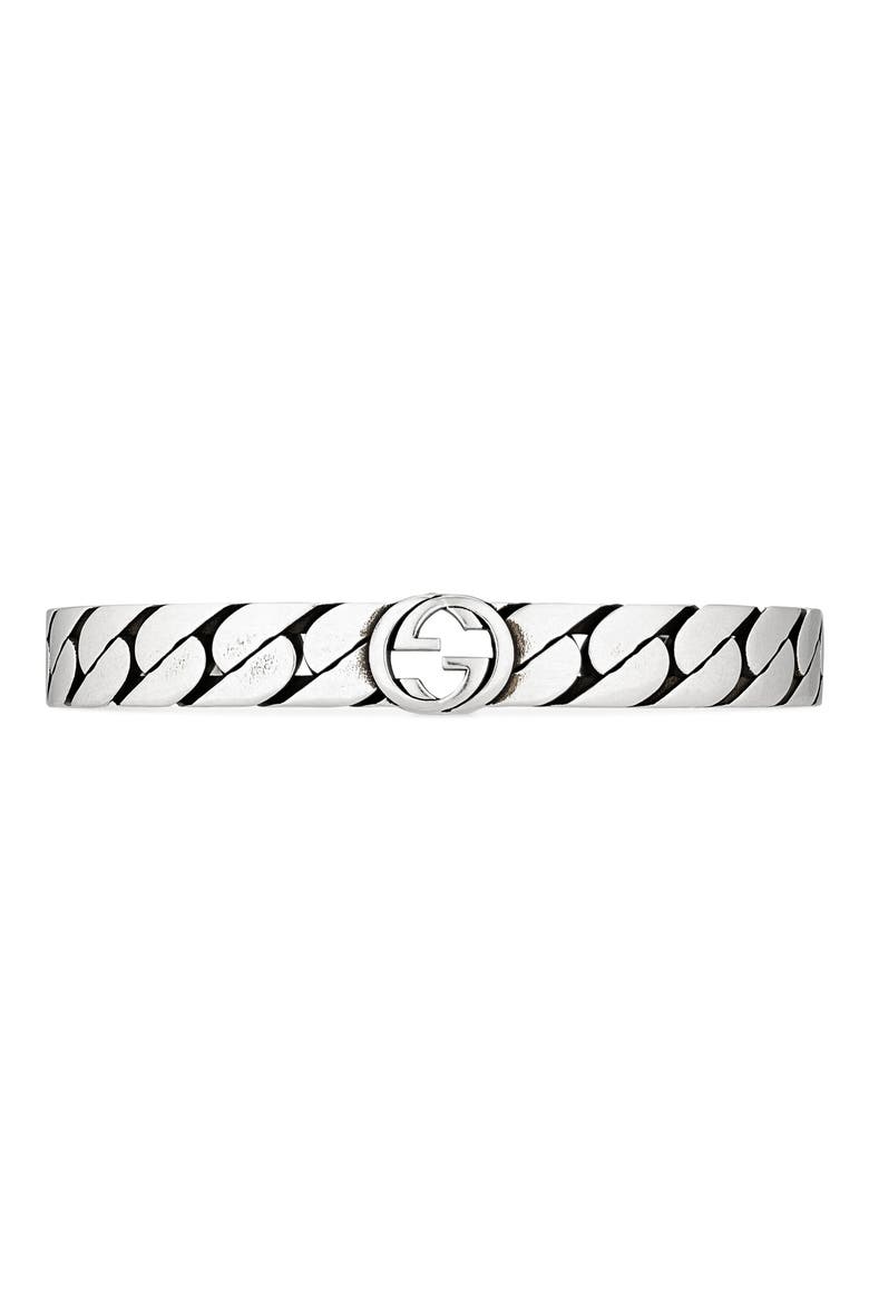 Men's Interlocking-G Cuff Bracelet, Main, color, SILVER