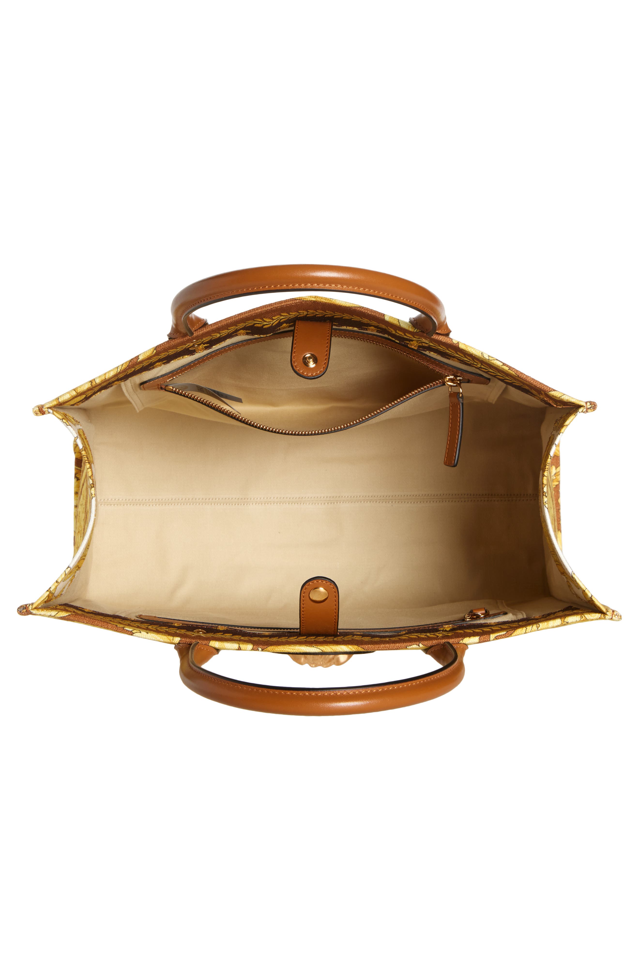 Versace La Medusa Logo Floral Canvas Tote, Alternate, color, 