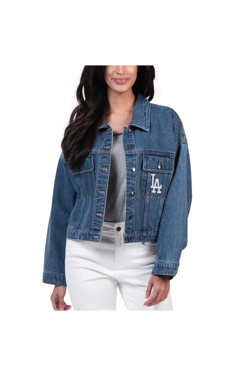 G-III 4HER BY CARL BANKS Women's G-III 4Her by Carl Banks Los Angeles Dodgers Victory Oversized Button-Up Denim Jacket, Main, color,