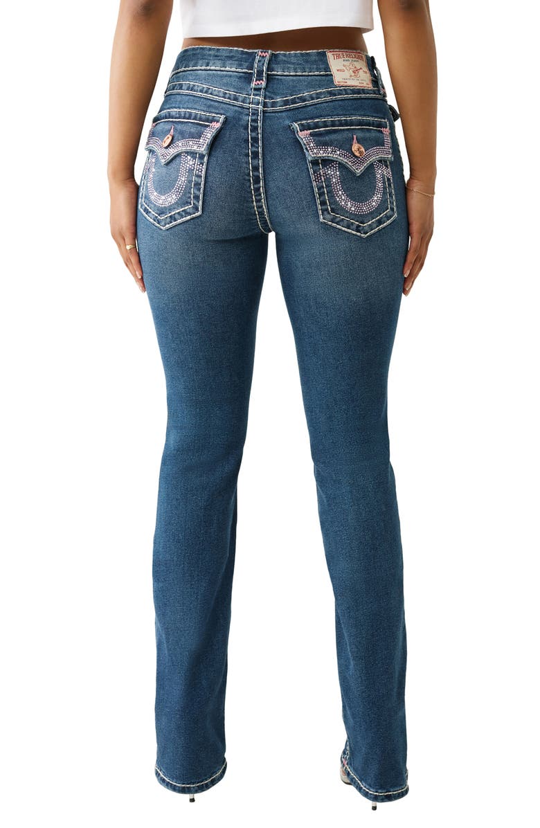 True Religion Billie Flap Pocket Straight Leg Jeans, Alternate, color, Periwinkle Peace