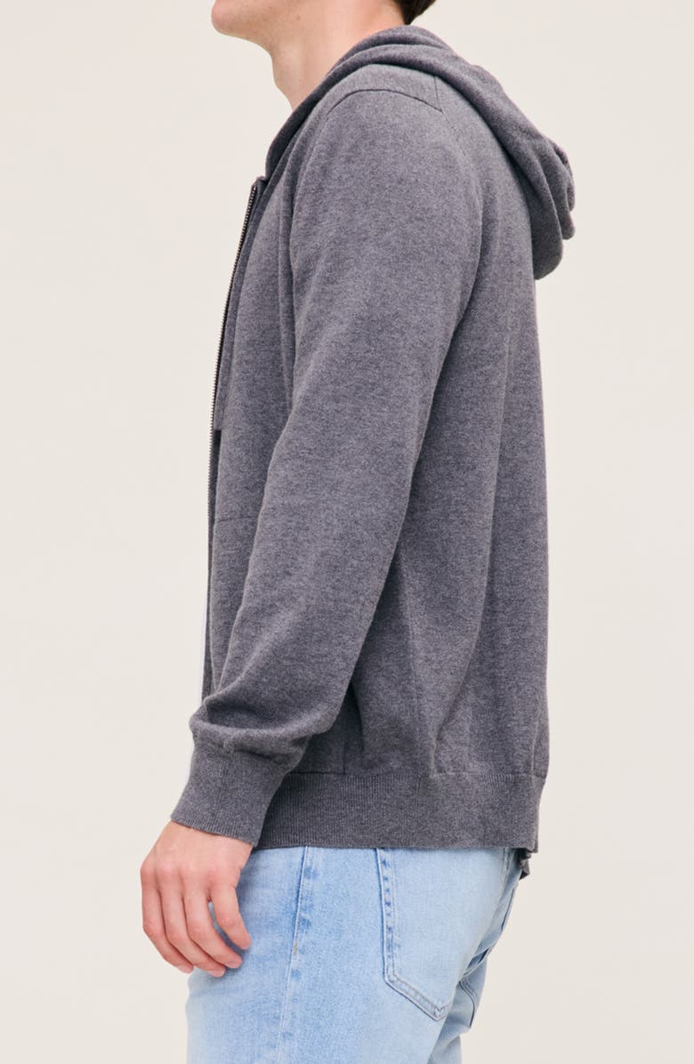 DL1961 Cotton & Cashmere Zip Hoodie Sweater, Alternate, color, Charcoal Grey