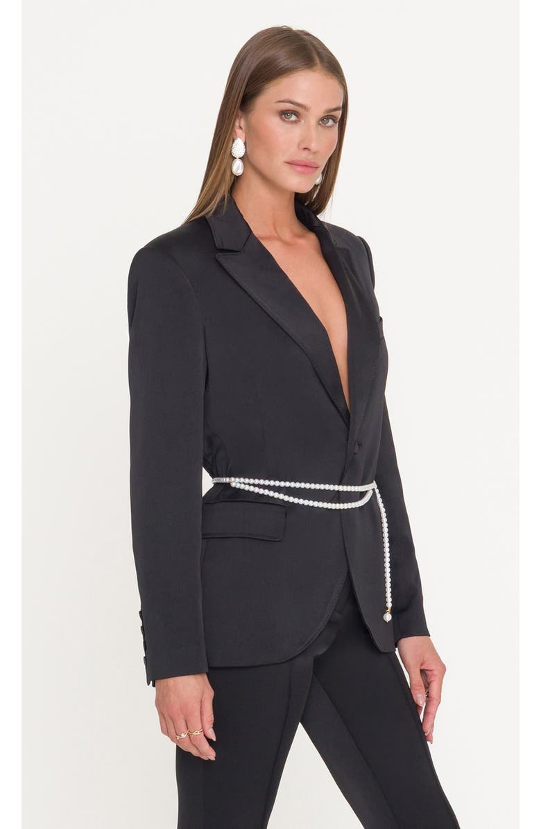 Generation Love Martina Satin Belted Blazer, Alternate, color, Black