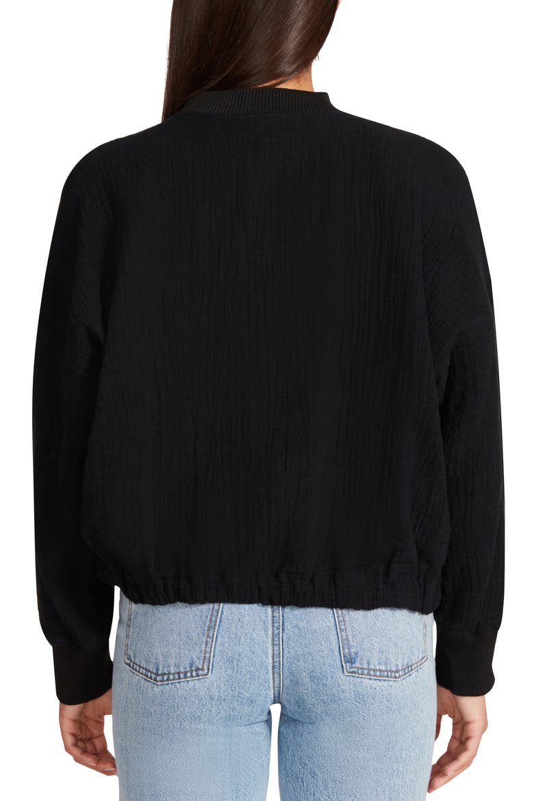 BB Dakota by Steve Madden Cotton Gauze Bomber Jacket, Alternate, color, BLACK