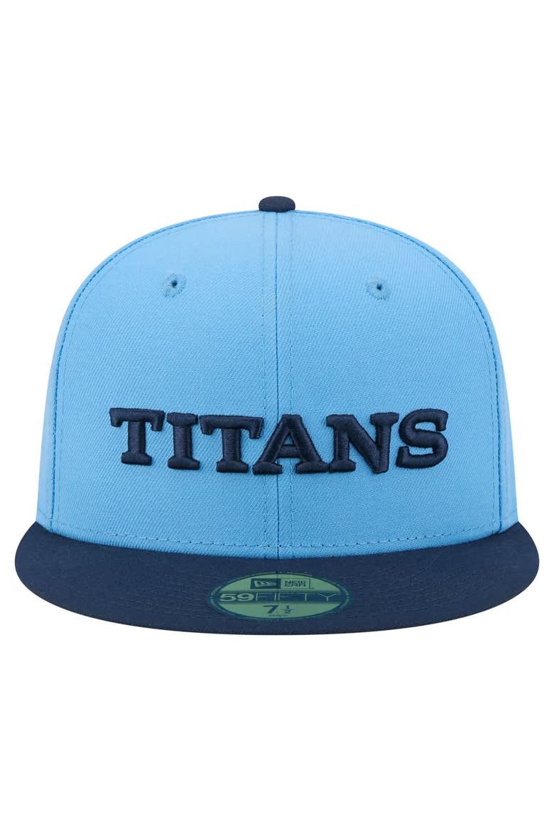 Men's New Era  Light Blue/Navy Tennessee Titans Wordmark 59FIFTY Fitted Hat, Alternate, color, Light Blue