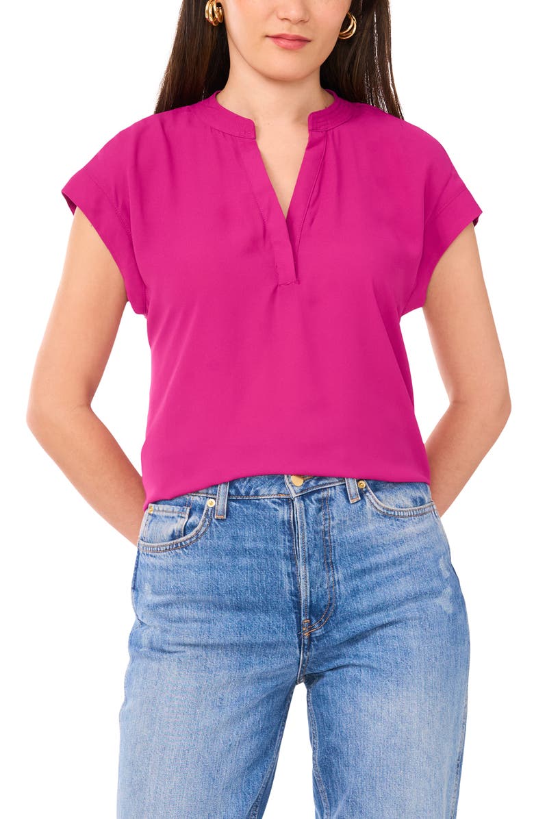 Vince Camuto Split Neck Top, Alternate, color, Allure