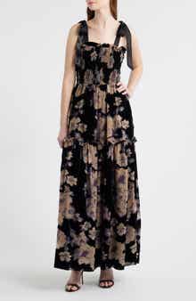 En Saison Rowan Floral Tie Shoulder Maxi Dress