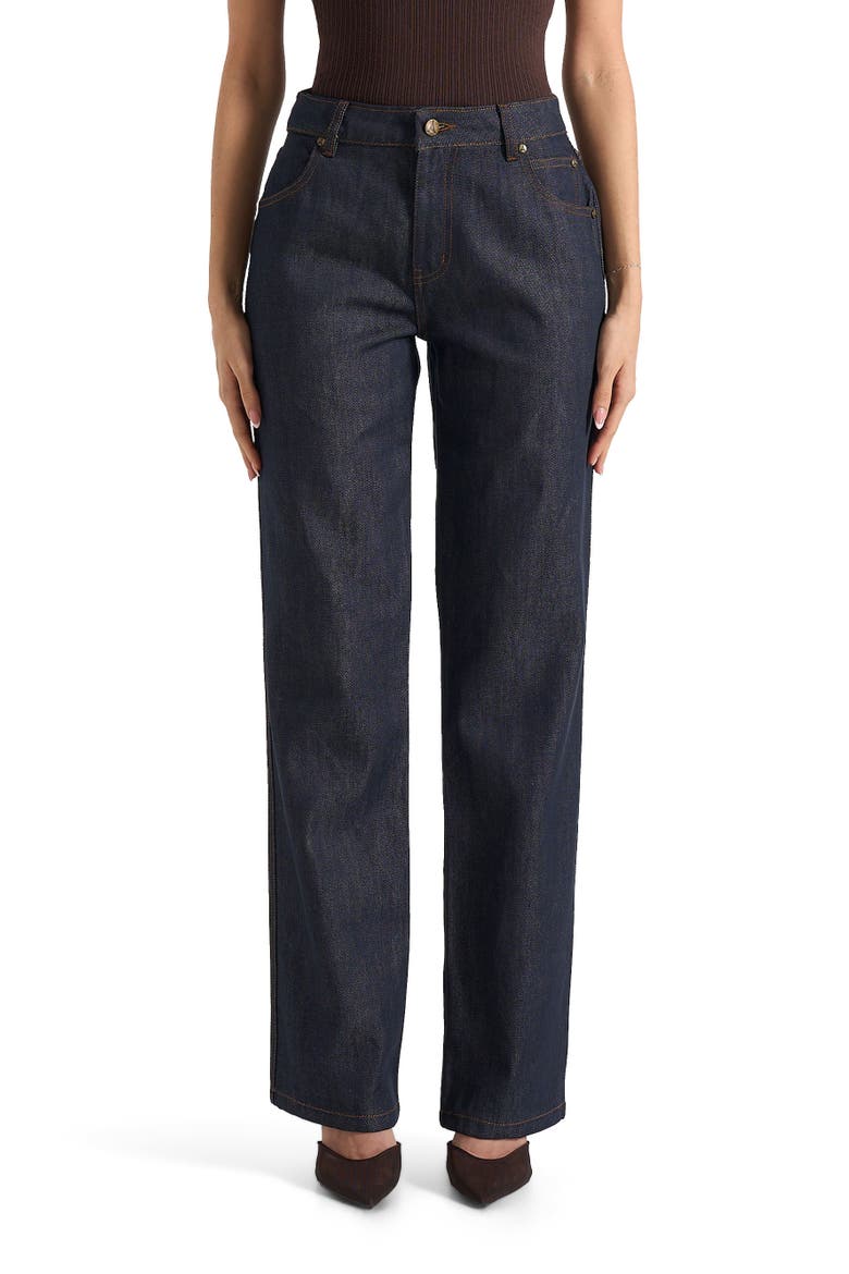Florence Denim High Rise Straight Leg Jeans, Main, color, Indigo