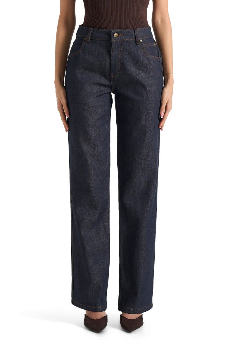 Manière De Voir Florence Denim High Rise Straight Leg Jeans, Main, color, Indigo