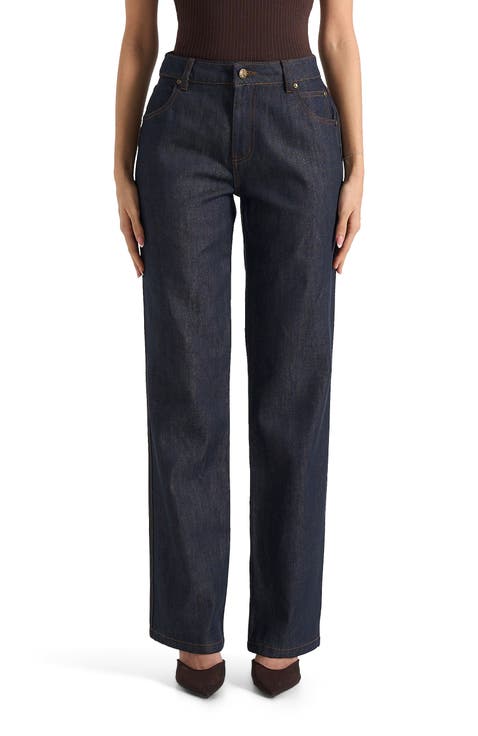 Florence Denim High Rise Straight Leg Jeans