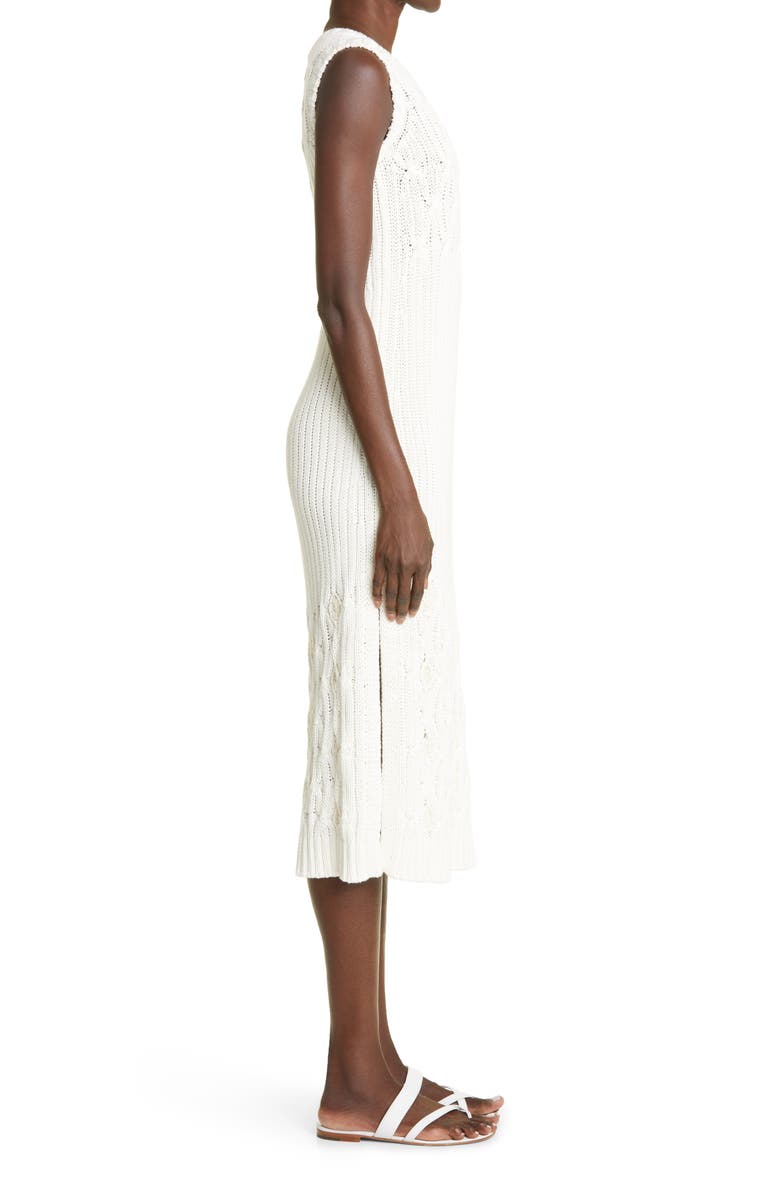 Loro Piana Mixed Stitch Sleeveless Midi Sweater Dress, Alternate, color, 
