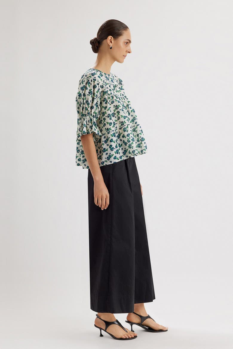 Sol Printed Top, Alternate, color, Navy Green Floral Print