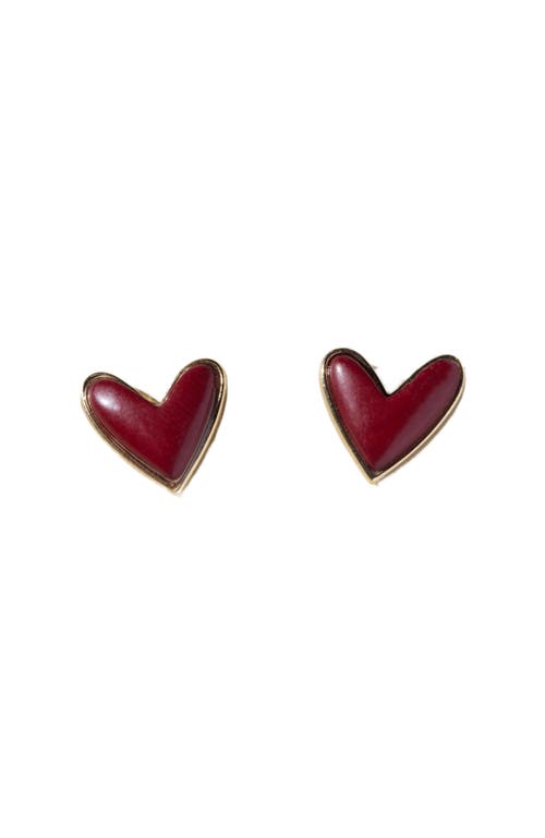 Nickel & Suede Sweetheart Stud Earrings