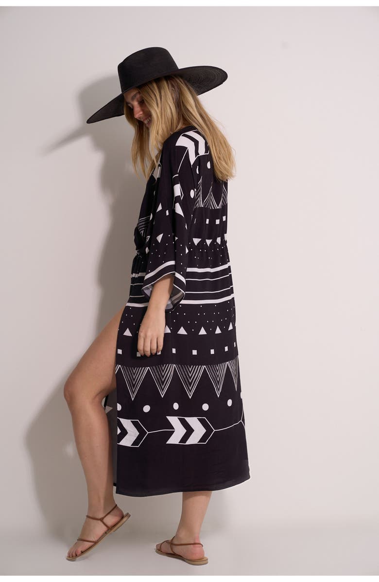 Gottex Beach Life Mist & Sand Robe Cover-Up, Alternate, color, Black-White