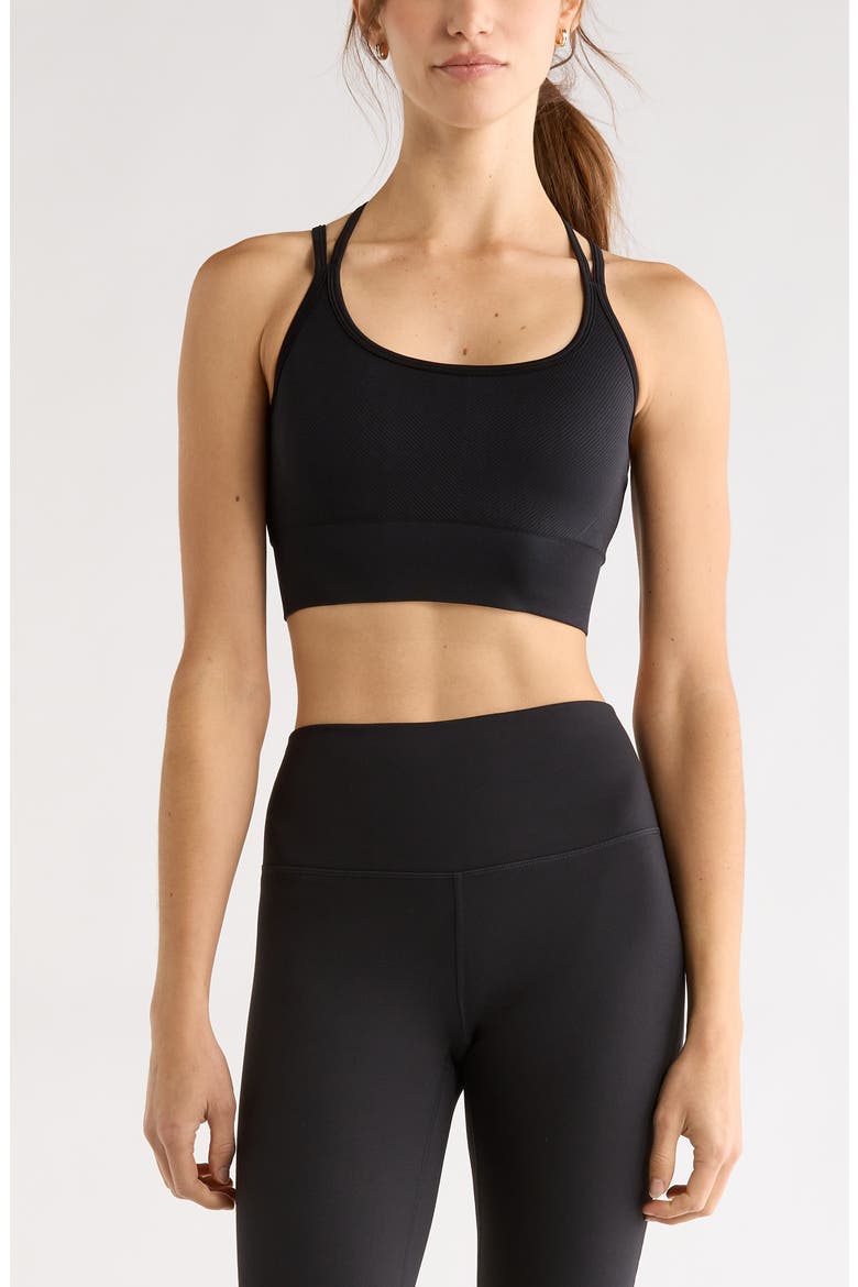 Seamless Strappy Sports Bra, Main, color, BLACK