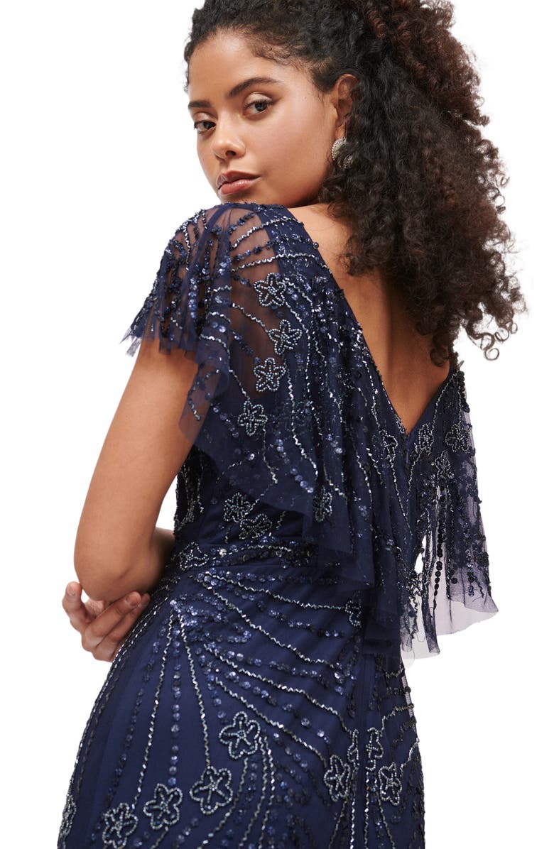 BEAUUT Occasion Embellished Sequin Beaded Deep V Neck Evening Maxi Dress, Alternate, color,